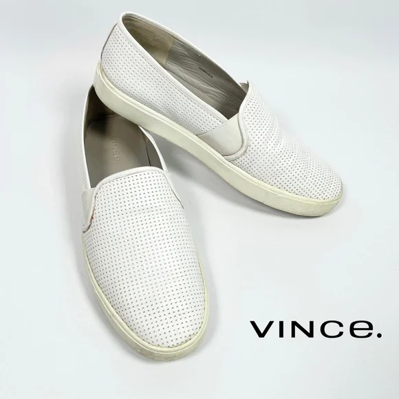 Vince White Perforated Leather Slip-On Loafers Vince Blair Perforated Leather Slip-On White Sneakers Size 9  main image 3